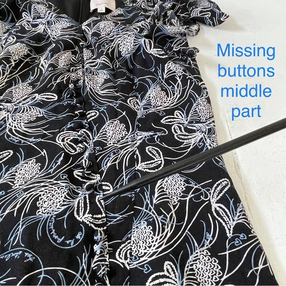 Cinq A Sept Size 4 Black Blue Button V-Neck Maxi Lisette Dress Size 2 - Picture 7 of 11